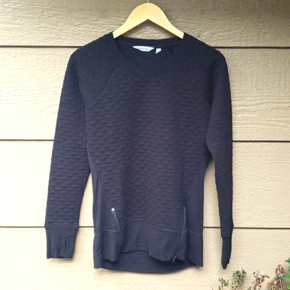 ATHLETA R&R Quilted Pullover Black Cozy CYA Sweatshirt Top Zippers XS - Picture 4 of 9